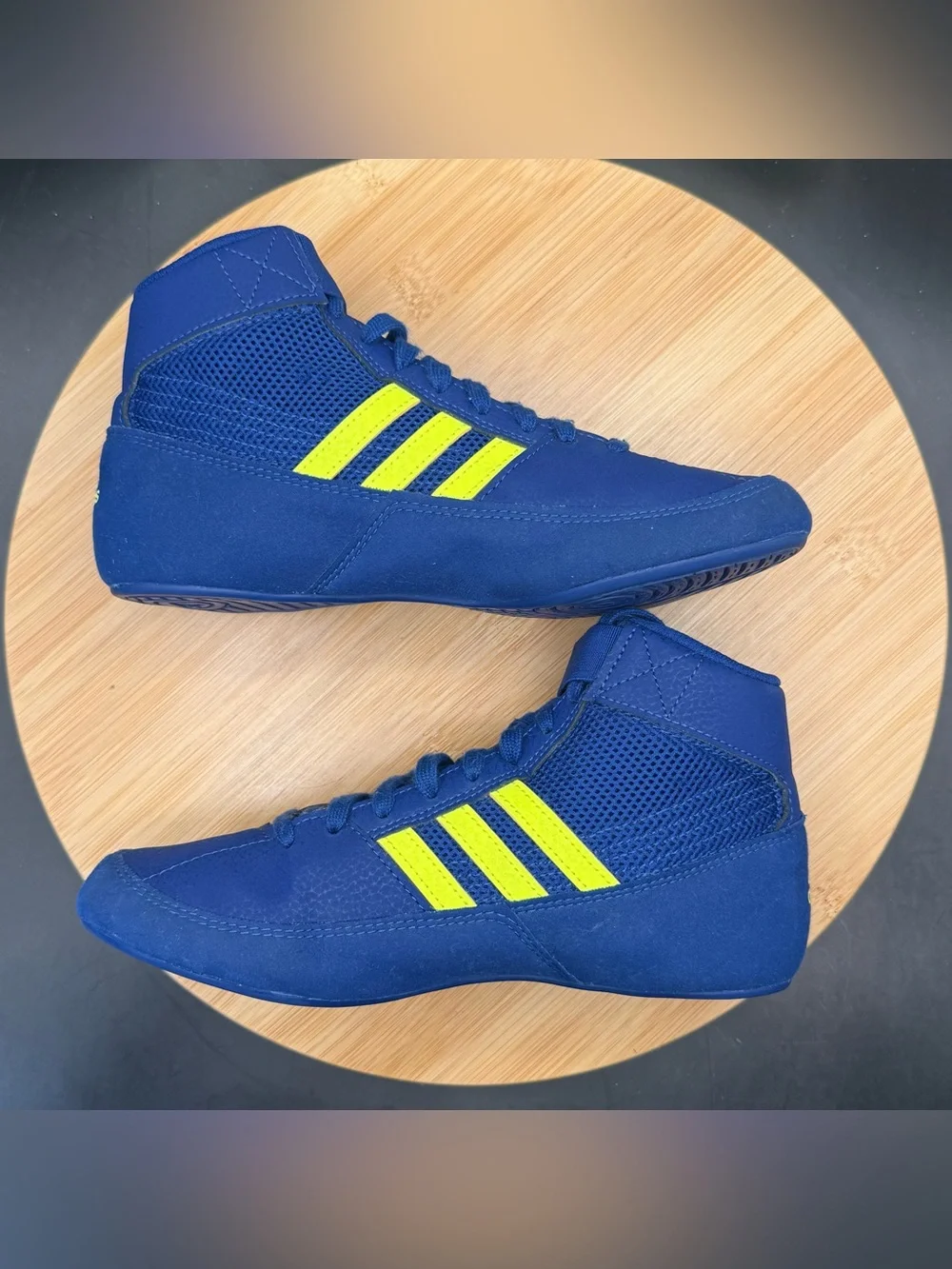 Adidas HVC Wrestling Boxing shoe Royal Blue/Solar Yellow youth Size 3.5